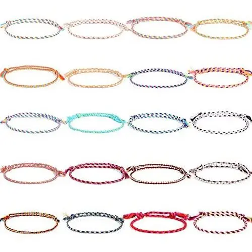 16-20 Pcs Woven Wrap Friendship Bracelets Handmade Braided Friendship Bracelet Adjustable Colorful Beaded Bracelet Colorful Wrist Cord String Strand Bracelets Woven Bohemia Jewelry