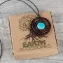 Earth Accessories Adjustable Turquoise Pendant Necklace with Organic Wood - Turquoise Jewelry for Women - Western/Pocahontas Vintage Delicate Turquoise Necklaces