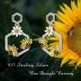 Bee Earrings Sunflower 925 Sterling Silver Beehive Bee Dangle Drop Hooks Cubic Zirconia Earrings Jewelry Gifts for Women Daughter Birthday