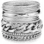 ENSOUL Multiple Textured Metal Bracelets & Bangles Set 14Pcs/Set W/Clear Rhinestones ENSOUL Multiple Textured Metal Bracelets & Bangles Set 14Pcs/Set W/Clear Rhinestones