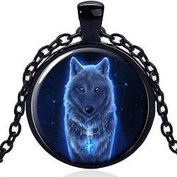 Wolf Charm Necklace Glowing Eyes Halloween Chain Pendant Unique Gifts