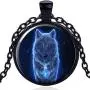 Wolf Charm Necklace Glowing Eyes Halloween Chain Pendant Unique Gifts Wolf Charm Necklace Glowing Eyes Halloween Chain Pendant Unique Gifts