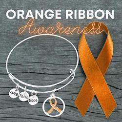 Orange Ribbon Bracelet, Leukemia Awareness, MS Awareness, Self Injury, Kidney Cancer, ADHD, Awareness Jewelry
