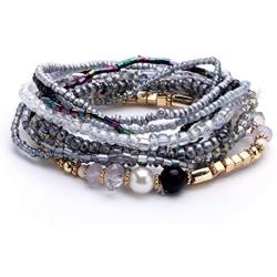 MengPa Beaded Bracelets for Women Girls Bohemian Stackable layering Strand Statement Jewelry