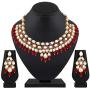 Aheli Ethnic Maroon Drop Beads Faux Kundan Necklace Earrings Bollywood Indian Fashion Party Jewelry Set for Women