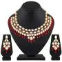 Aheli Ethnic Maroon Drop Beads Faux Kundan Necklace Earrings Bollywood Indian Fashion Party Jewelry Set for Women