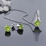 Gem Stone King 925 Sterling Silver Green Peridot Pendant and Earrings Set 3.00 Ct Round Gemstone Birthstone For Women with 18 Inch Chain