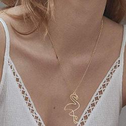 Highven Tassel Flamingo Dangle Earring Pendant Necklace Set Romantic Flamingo Accessories Bird Jewelry for Women