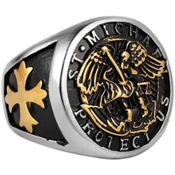 AsAlways Catholic Gifts St Michael The Archangel Latin Prayer Ring Christian Faith Jewelry