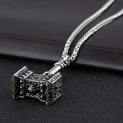 Beraspot Titanium Stainless Steel Large Thor Viking Hammer Pendants Necklace for Men Boys,Gold Chain Length:21.6Inch