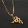 AsAlways Gold-plated Stainless Steel Gothic Jewelry Mens Stainless Steel Animal Snake Pendant Chain Necklace 22 + 2 Inch Chain