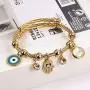 XUN Zhe Stainless Steel Egyptian Eye Fatima Hamsa Hand Pendant Bracelet Charm Cubic Zirconia Evil Eye Bracelets Protection Lucky Jewelry for Women Girls