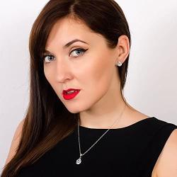 BaubleStar Silver Teardrop Crystal Pendant Necklace Stud Earrings Wedding Jewelry Set
