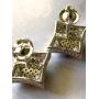 Mens Ladies 14K White Gold Over Silver Lab Diamond Earrings Screw Back Studs Iced Out aretes para hombre - Mens Earrings, Screw Back, Mens Jewelry, Hip hop Earring