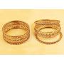 Touchstone ''Golden Bangle Collection Exotic Filigree and Grain Work Clear Rhinestone Indian Bollywood Thick Thin Metal Bangle Bracelets in Antique Gold Tone for Women.
