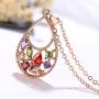 Hottime Charm Necklace for Women Rose Gold Plated Cubic Zirconia Pendant Jewelry Gift for Her