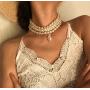 ELABEST Layered Pearl Choker Necklace White Pearl Pendant Necklaces Jewelry Accessories for Women Girls (pearl 1)