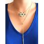 Gold Evil Eye Lariat Necklace for Women 18K Gold Plated Sliding Adjustable Chain Novel Jewelry