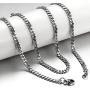 TRUSUPER Jewelry 3.5mm Titanium Steel Mens Beveled Curb Link Chain Silver Necklace, 18'',20'',22'',24'',26'',28'',30