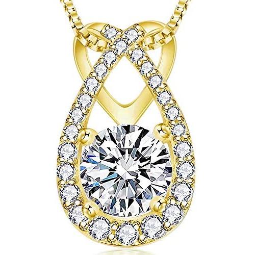 VAN RORSI&MO Heart Necklace-14k Yellow Gold Plated Teardrop Necklace-5A Cubic Zirconia Heart Pendant Necklace-Jewelry Gifts Necklaces for Women