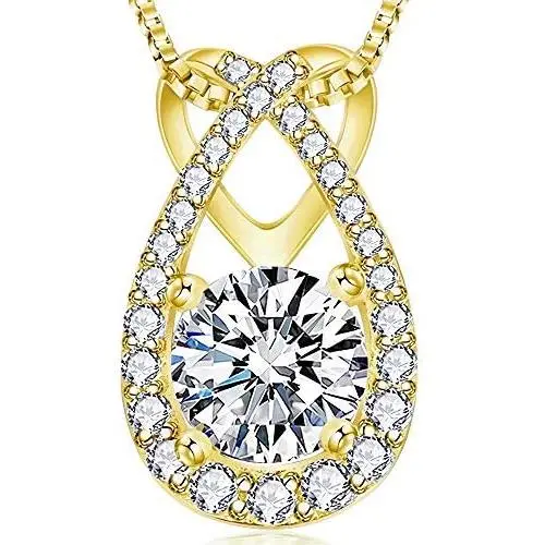 VAN RORSI&MO Heart Necklace-14k Yellow Gold Plated Teardrop Necklace-5A Cubic Zirconia Heart Pendant Necklace-Jewelry Gifts Necklaces for Women