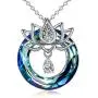 POPLYKE Lotus Flower Necklace for Women Sterling Silver Lotus with Blue/Purple/Volcano Crystal Jewelry for Girls Mom Birthday POPLYKE Lotus Flower Necklace for Women Sterling Silver Lotus with Blue/Purple/Volcano Crystal Jewelry for Girls Mom Birthday
