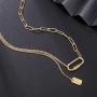 Dainty paperclip link chain necklace - gold tone necklace Y chain adjuatable necklace for Women，gift for sister,mother