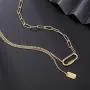 Dainty paperclip link chain necklace - gold tone necklace Y chain adjuatable necklace for Women，gift for sister,mother