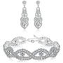 Hanpabum Bridal Wedding Jewelry Set for Women Bracelets and Dangle Teardrop Earrings Set for Women Jewelry Made with Clear Crystals