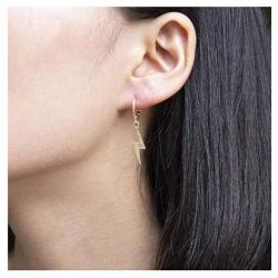 Olbye Thunder Huggies Earrings Gold Dangling Lightning Bolt Earrings Minimalist Everyday Earrings Jewelry for Women and Girls (Gold)