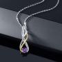 Gem Stone King 2 Tone 10K Yellow Gold and 925 Sterling Silver Purple Amethyst and Diamond Women Infinity Pendant Necklace (0.28 Ct Round Gemstone Birthstone with 18 Inch Chain)