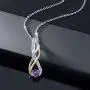 Gem Stone King 2 Tone 10K Yellow Gold and 925 Sterling Silver Purple Amethyst and Diamond Women Infinity Pendant Necklace (0.28 Ct Round Gemstone Birthstone with 18 Inch Chain)