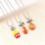 NA 3 Pcs/Set Cartoon Necklaces French Fries Hot Dog Bread Hamburger Pendant Best Friends Unicorn Necklace Christmas BFF Sets Jewelry (Ships)