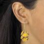 Palm Beach Jewelry Gold Tone Round Yellow Lucite, Drop Earring and Bib Necklace Set (65mm), Lobster Claw Clasp, 18 inches Plus 3 inch exten
