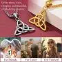 FaithHeart Triangle Celtic Knot Necklace Stainless Steel Vintage Irish Pendant Jewelry for Men Women with 24 Inch Chain (Silver/Gold)