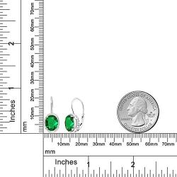 Gem Stone King 925 Sterling Silver Green Simulated Emerald Dangle Earrings 3.00 Ctw Oval 9X7MM