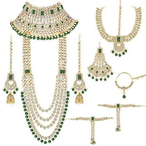 I Jewels Traditional Ethnic Indian Kundan Dulhan Bridal Jewellery Set for Women I Jewels Traditional Ethnic Indian Kundan Dulhan Bridal Jewellery Set for Women
