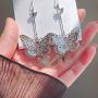 fxmimior Bohemian Silver Butterfly Long Women Earrings Long Chain Drop Dangle Earrings Jewelry for Party Prom