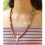 Fstrend Beads Necklace Coconut Shell Horn Pendant Brown Natural Beaded Handmade Necklace Jewelry for Women and Men (Brown)