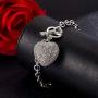 Dankadi Womens 925 Sterling Silver Bracelet Fine Jewelry Shining Heart Bracelet Solid Silver Accessories Birthday Party Gift