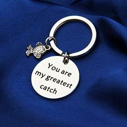 AKTAP Fishing Lure Jewelry Fisherman Gift You are My Greatest Catch Valentiness Day Keychain Gift Boyfriend Husband
