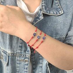 HUASAI Evil Eye Bracelet for Women Good Luck 7 Knot Red String Bracelet Kabbalah Protection Friendship Wish Bracelet Jewelry for Girls