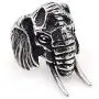 PikaLF Elephant Head Ring for Men, Stainless Steel Boho Ethnic Elephant Rings, Vintage Animal Ring Jewelry Gift for Men Boys