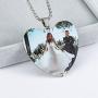 Fanery Sue Personalized Photo Necklace Custom Your Picture Engraved Message Heart Necklace