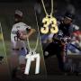 QeenseKc Sports Gold Lucky Number Necklace Inspiration Baseball Jersey Number Initial 25mm High Pendant Jewelry 3mm Wheat Chain