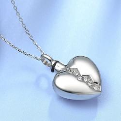 UNY Trendy Stainless Steel Broken Heart Pet Urn Ashes Pendant Memorial Ash Keepsake Cremation Jewelry