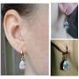 GULICX Party Jewelry Gold Tone White Teardrop Crystal Clear Cubic Zirconia Leverback Dangle Earrings