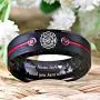 Cloud Dancer Firefighter Fireman Fire Department Fire Police Ring - Husband Boyfriend Best Friend Tungsten Ring Gifts