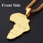 U7 Hip Hop Jewelry 22'' Long Chain Platinum/Rose Gold/Black Gun/18K Gold Plated African Map Pendant Necklace,Men Women Gift