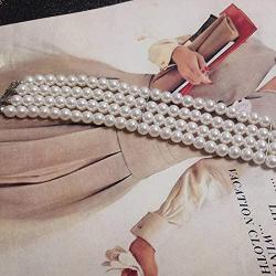 Faux Pearl Strands Choker Necklace Handmade Multilayer Beads Necklace Chain Jewelry Silver Plated for Women Girls